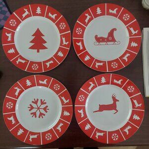 4 Vintage 2003 Scandinavian Holiday Cambridge Potteries Christmas 8" Plate EUC